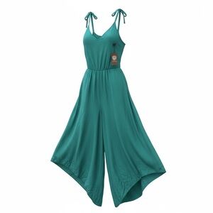 Vince Camuto Teal Tie-Shoulder Wide-Leg Jumpsuit